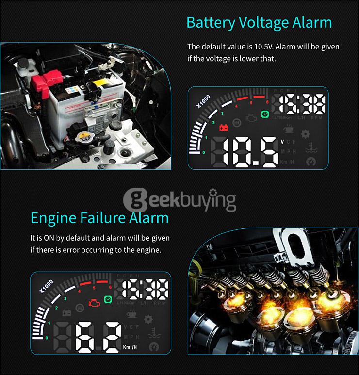 Echoman EM05 5.5 Inches Car Head-Up Display HUD 12V Working Voltage With OBDII Interface Remote Control -  Black
