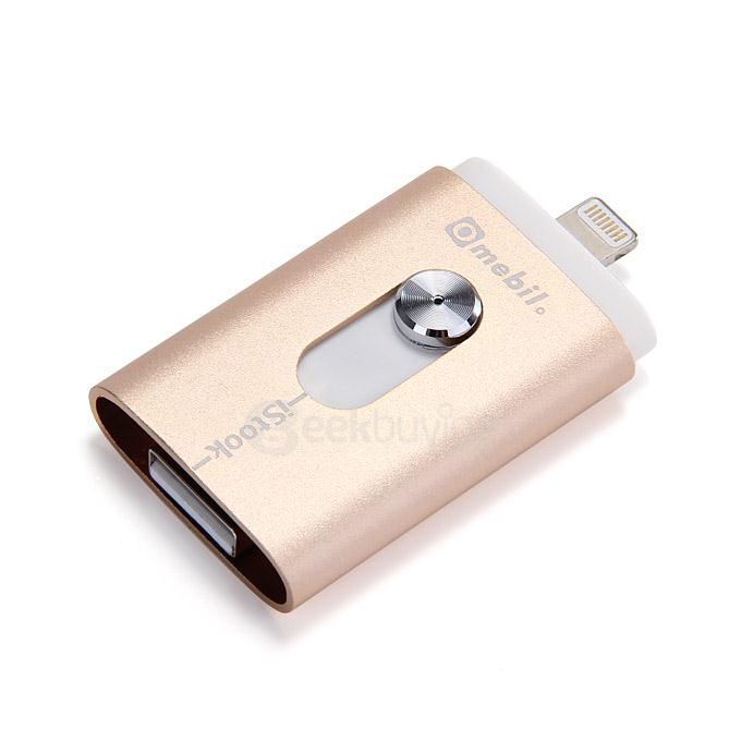 GH07B 32GB High Speed Flash Drive Dual Storage For iOS PC - Gold