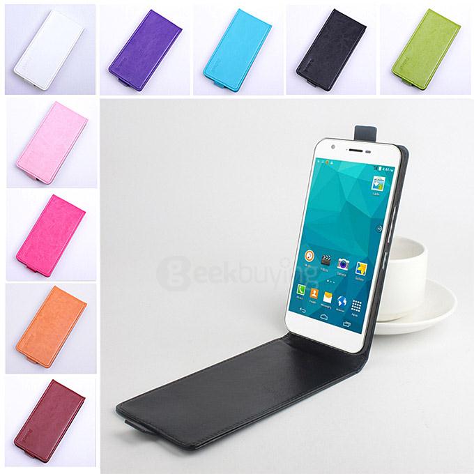 Protective Hard Cover Up&Down Flip Stand Leather Case for iOcean M6752 Smartphone - Brown