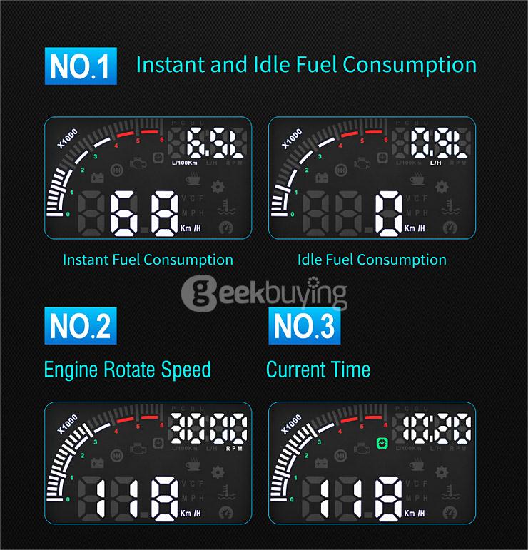 Echoman EM05 5.5 Inches Car Head-Up Display HUD 12V Working Voltage With OBDII Interface Remote Control -  Black