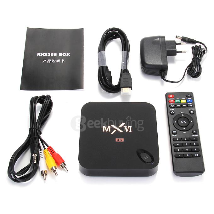 MXVI Android 5.1 4K TV BOX RK3368 Octa Core 64bit 1G/8G 802.11 b./g/n LAN Bluetooth KODI HDMI 2.0 H.265 NETFLIX