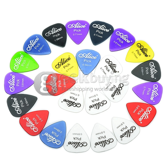 24Pcs/Set Alice AP-24H Durable Plastic Guitar Picks 0.58/0.71/0.81mm Thickness - 2 Colors