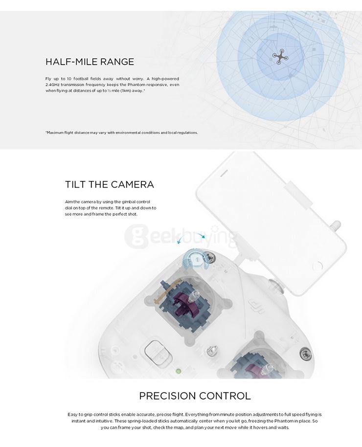 DJI Phantom 3 Standard FPV Quadcopter 12MP Camera Shoots 2.4K Video RC Drone RTF - White + Blue