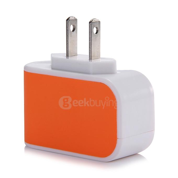 3 Ports USB AC Charger Adapter With LED US Plug - Orange