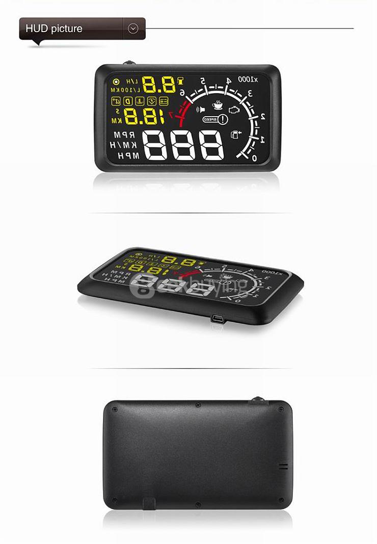 X3 5.5 Inch Car Head Up Display Car HUD Blutooth Connection  -  BLACK