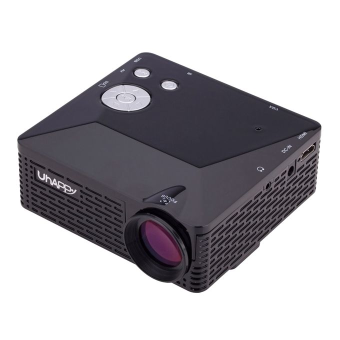 UHAPPY U18 Mini LED Multimedia Projector Portable Projector 320x240 60Lux AV/VGA/USB/SD/HDMI Input For iPhone/iPad - Black