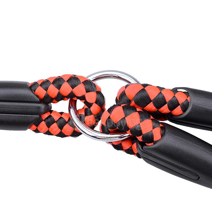 Durable 1-to-2 130cm Nylon Training Traction Rope Leash for Pet Dog - Red+Black