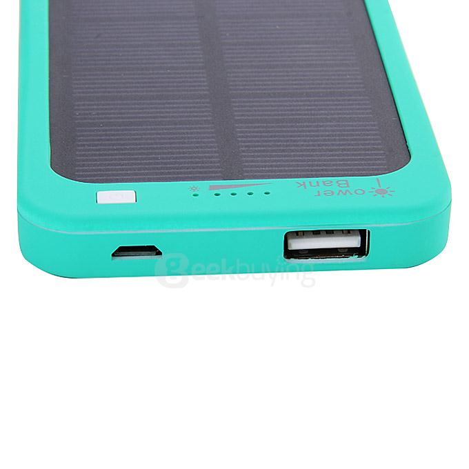 [Spain Stock] 5000mAh Solar Power Bank Li-Polymer Battery Mobile Charger for iPhone 6 / 6 Plus iPhone 6s Samsung - Green