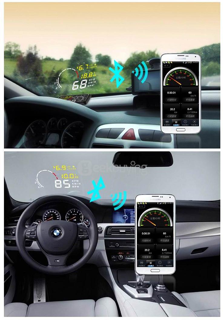 X3 5.5 Inch Car Head Up Display Car HUD Blutooth Connection  -  BLACK