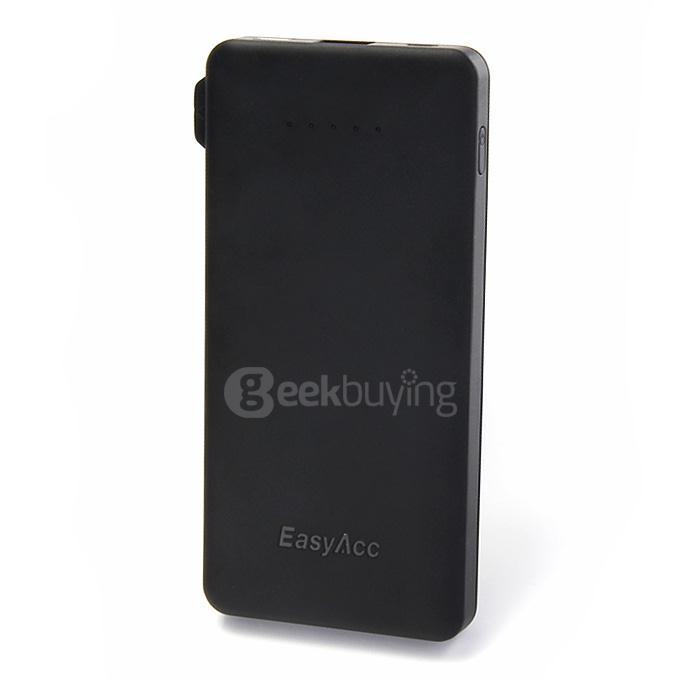 EasyAcc 6000mAh Ultra Slim Power Bank External Battery Smart Output Portable Charger With Built-in Micro USB Cable