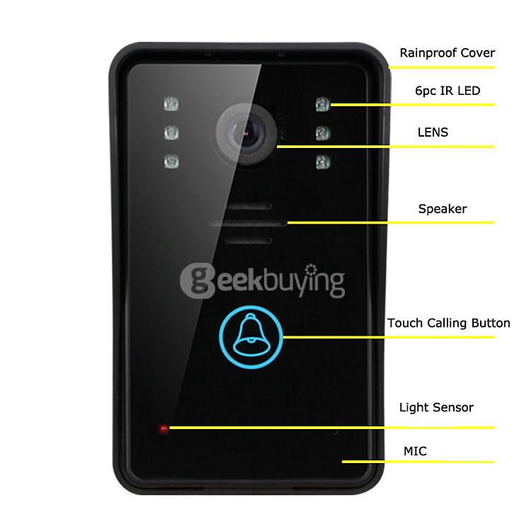 SYWIFI002 WiFi Wireless Video Door Phone Intercom IR Night Vision Home Security System Visual Door Ring(EU Plug) - Black