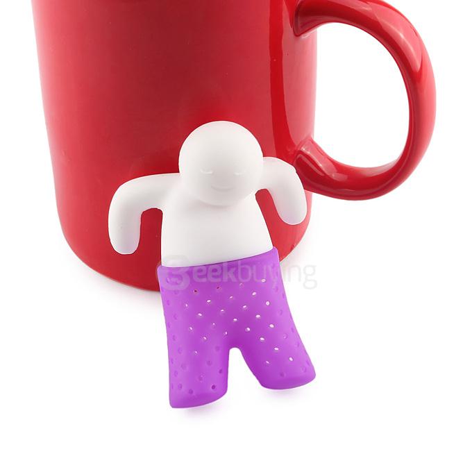Portable Creative Silicon Mr Tea Infuser Tea Bag Holder - Purple + White