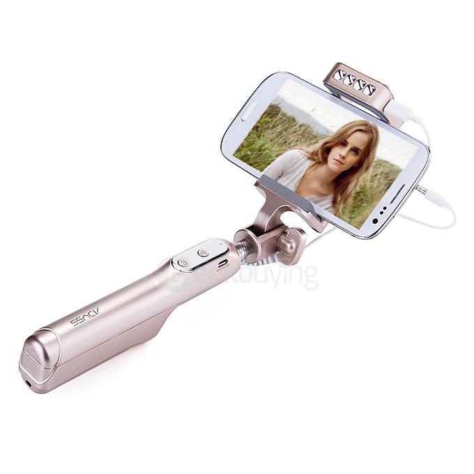 ADYSS 3-in-1 LED Selfie Stick Extendable Handheld Monopod with Dimmable Rechargeable LED Spotlight For Smartphone