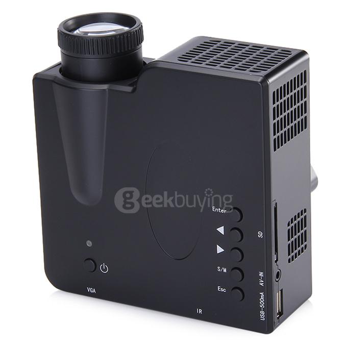 GP-1 LED Game Projector 320*240 40LM 16770K AV VGA USB HDMI SD Home Office Projector - Black