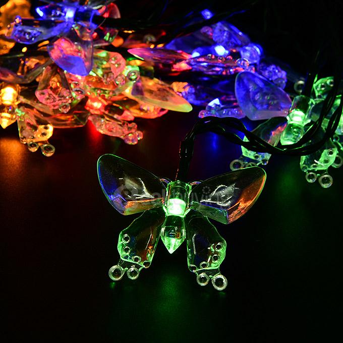 4.8m 20 LED Butterfly Solar Fairy String Lights Waterproof Lights for Garden Patio Path Christmas Indoor - Rainbow