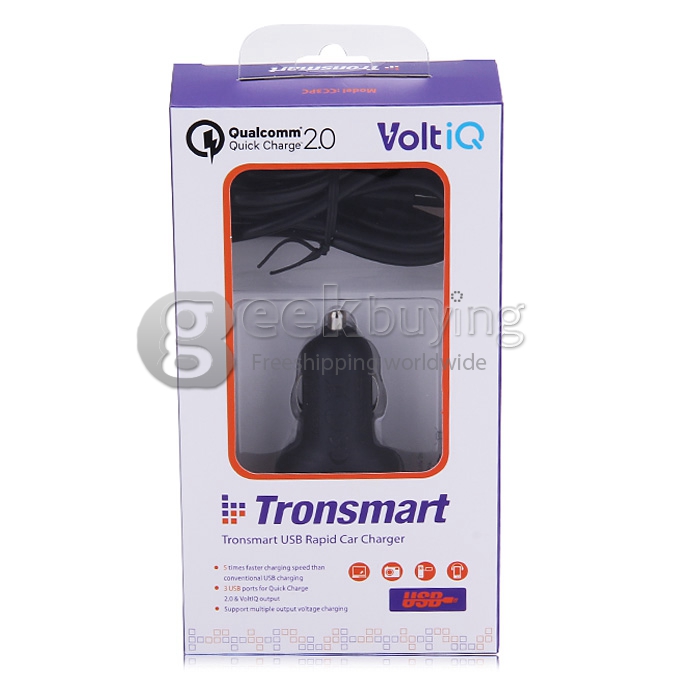 Tronsmart Quick Charge 2.0 42W 3 Ports USB Car Charger for Samsung Galaxy S6 S6 Edge Note 4 Note Edge/ Google Nexus 6/ Sony Xperia Z4 Z3/ HTC One M9 One M8/ Asus Zenfone 2