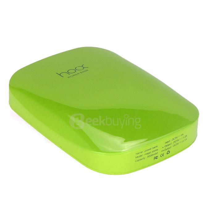 Hoox C02 Magic Stone Series 6000mAh Polymer Power Bank Dual USB Quick Charge Energy Saving - Green