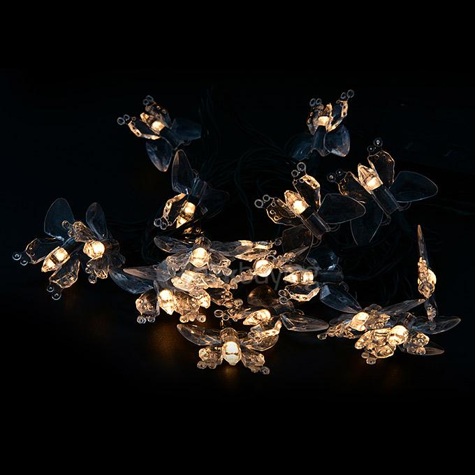 [Wholesale] 5pcs 4.8m 20 LED Butterfly Solar Fairy String Lights Waterproof Lights for Garden Patio Path Christmas Indoor - Warm Color