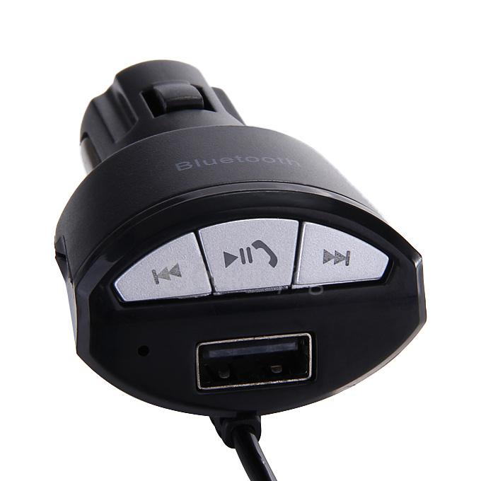 A2DP 3.5mm Car Hand-free Bluetooth AUX Stereo Audio Receiver Adapter USB Charger - Black