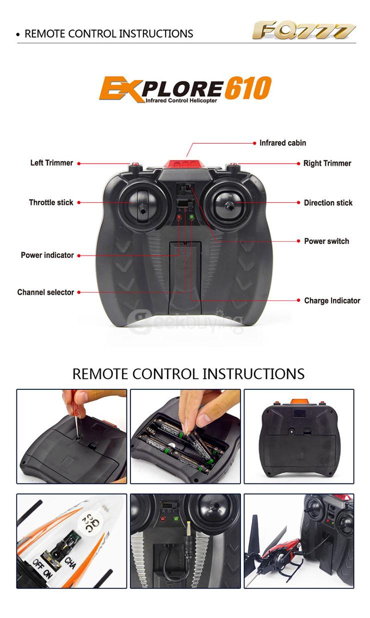 FQ777-610 AIR FUN 3.5CH Infrared Control Helicopter RC Copter With Gyro RTF - White + Blue