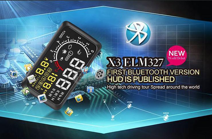 X3 5.5 Inch Car Head Up Display Car HUD Blutooth Connection  -  BLACK