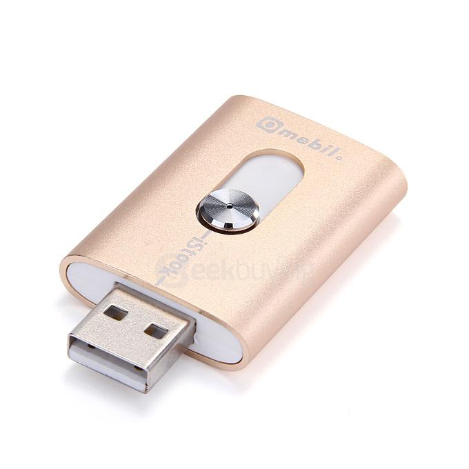 GH07B 16GB High Speed Flash Drive Dual Storage For iOS PC - Gold