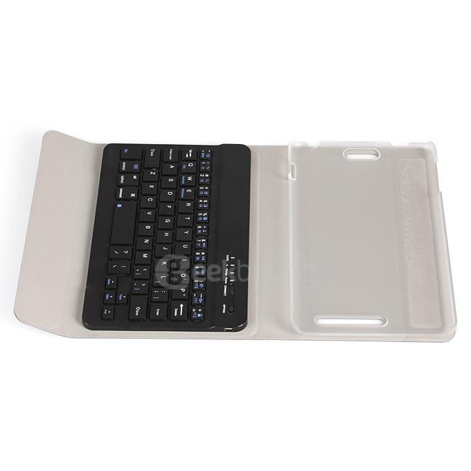 Removable Bluetooth Keyboard with PU Leather Cover Case for 8 Inch CHUWI VI8 Super Tablet PC - Gray