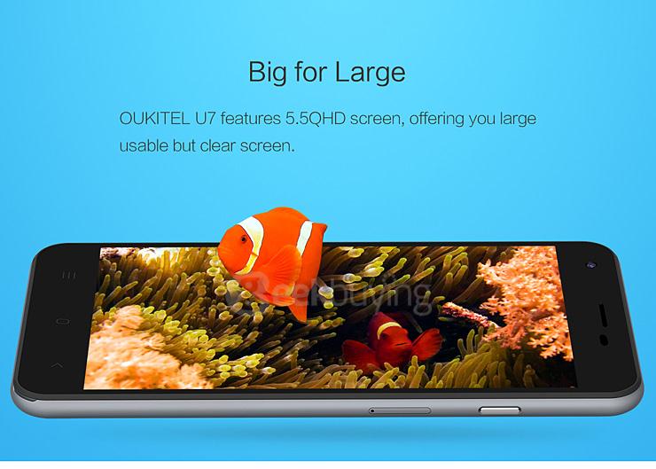 Oukitel U7 5.5inch Android 4.4 1GB RAM 8GB ROM Smartphone MTK6582 Quad Core 1.3GHz 3G IPS QHD Smart Wake - Gray