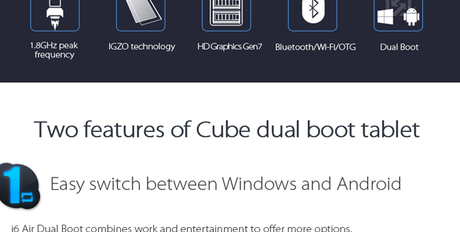 Cube i6 Air Dual Boot Windows10 + Android4.4 2GB/32GB 9.7