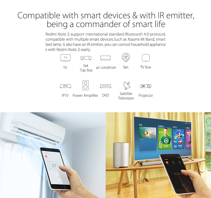 Xiaomi Redmi Note 2 Standard 4G Smartphone 5.5 Inch FHD Screen 2GB 16GB 64bit Helio X10 Octa Core 3060mAh 13.0MP - White