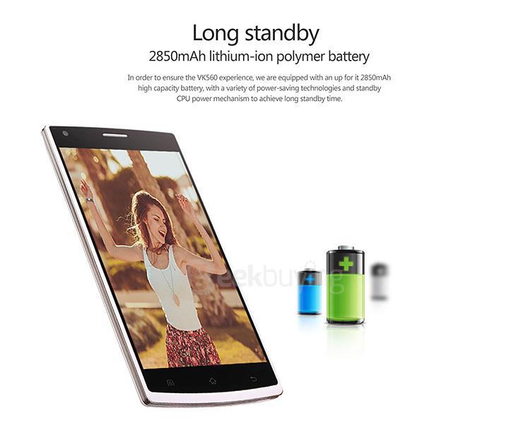 VKWORLD VK560 5.5inch 4G LTE Android 5.1 Smartphone 1GB 8GB 64-bit MTK6735 Quad Core 1.0GHz 13.0MP Smart Wake - White