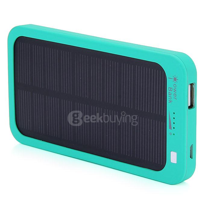 [Spain Stock] 5000mAh Solar Power Bank Li-Polymer Battery Mobile Charger for iPhone 6 / 6 Plus iPhone 6s Samsung - Green