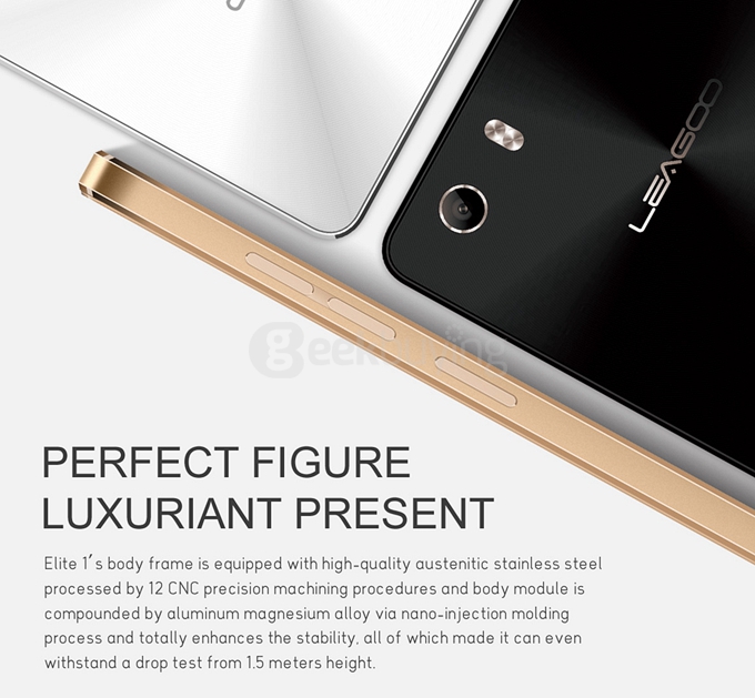 [HK Stock] Leagoo Elite 1 4G LTE 5.0inch FHD Android 5.1 3GB 32GB Smartphone 64bit MT6753 Octa Core 16MP Touch ID Gorilla 3 -Gold Frame