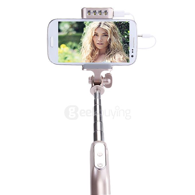 ADYSS 3-in-1 LED Selfie Stick Extendable Handheld Monopod with Dimmable Rechargeable LED Spotlight For Smartphone