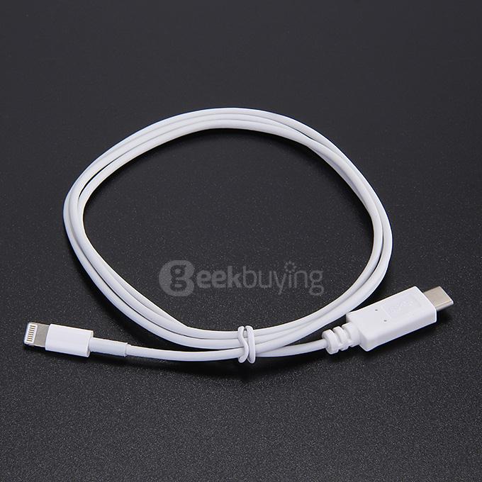 Male USB 3.1 Type C to iPhone 8pin Converting Cable 100cm White