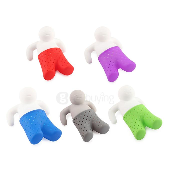 Portable Creative Silicon Mr Tea Infuser Tea Bag Holder - Red + White