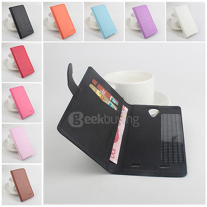 Protective Hard Cover Flip Stand Leather Case for iOcean M6752 Smartphone - Blue