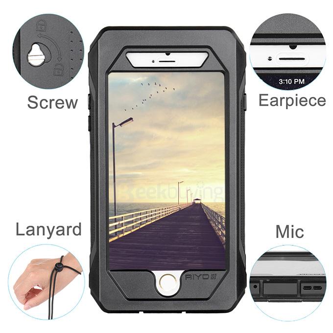 RIYO Waterproof Shockproof Dirtproof SnowProof IP68 Standard Cover Case Protective Case For iPhone 6 Plus / iPhone 6s Plus - Black