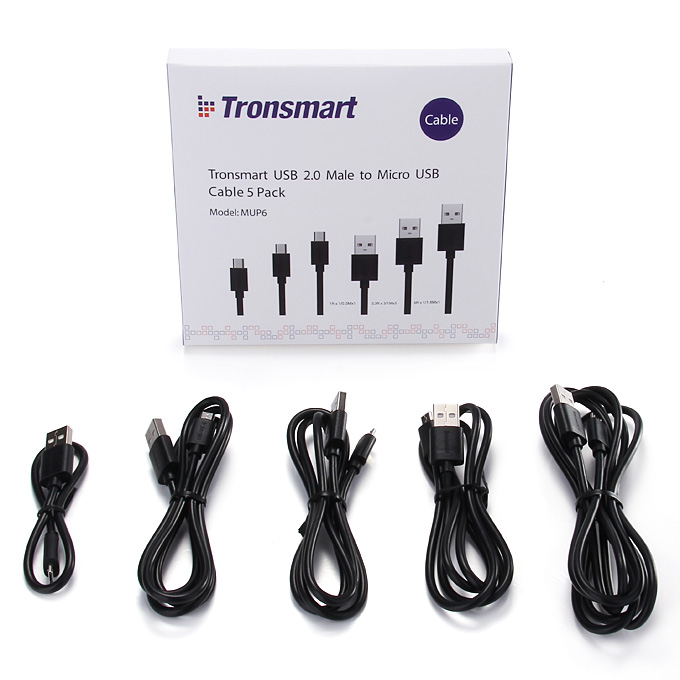 Tronsmart [5 Pack] Micro USB Cable 1ft*1 & 6ft*1 & 3.3ft*3 High Speed USB Male to Micro USB Sync/Charging Cables