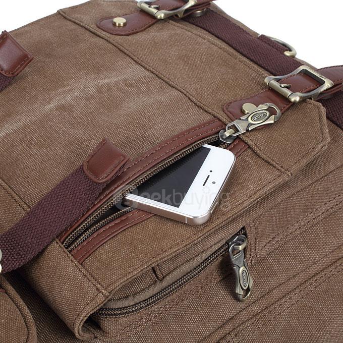 Kaukko FS261 Multi-pockets Computer Bag Personalized Canvas Bag Men Backpack - Khaki