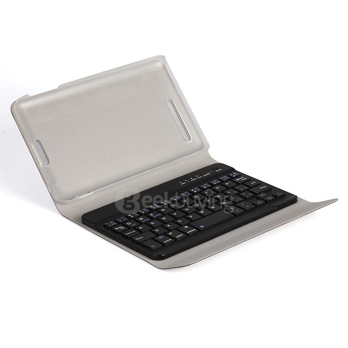 Removable Bluetooth Keyboard with PU Leather Cover Case for 8 Inch CHUWI VI8 Super Tablet PC - Gray
