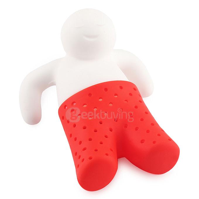 Portable Creative Silicon Mr Tea Infuser Tea Bag Holder - Red + White