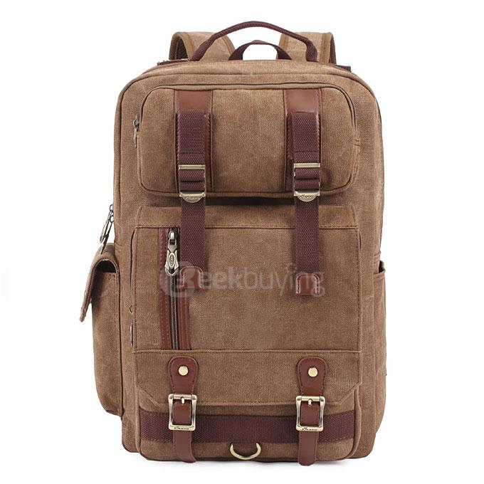 Kaukko FS261 Multi-pockets Computer Bag Personalized Canvas Bag Men Backpack - Khaki