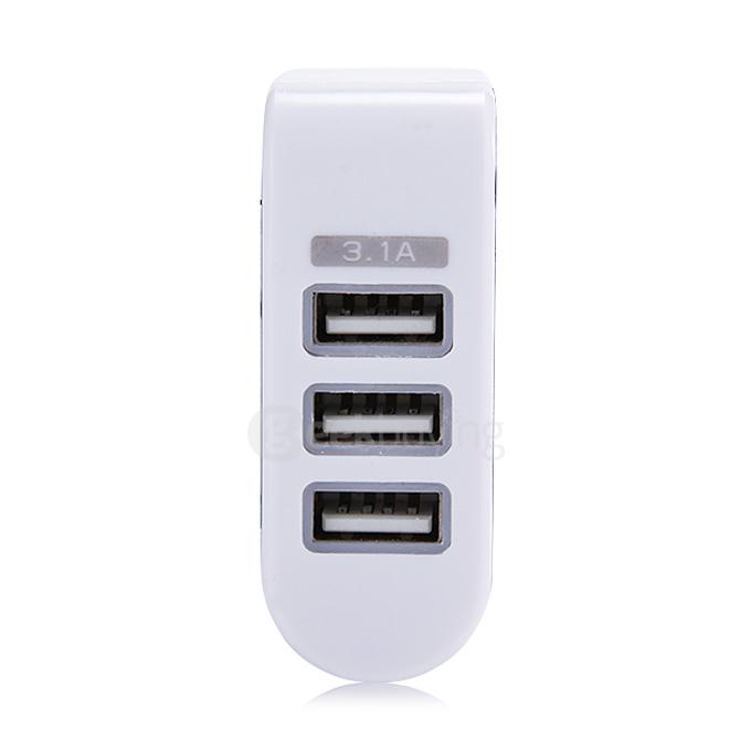 3 Ports USB AC Charger Adapter With LED EU Plug - Black