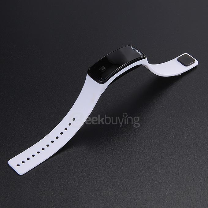 Lucky Family Leisure Unisex Digital Sports Watch Red LED Time And Date Display - White