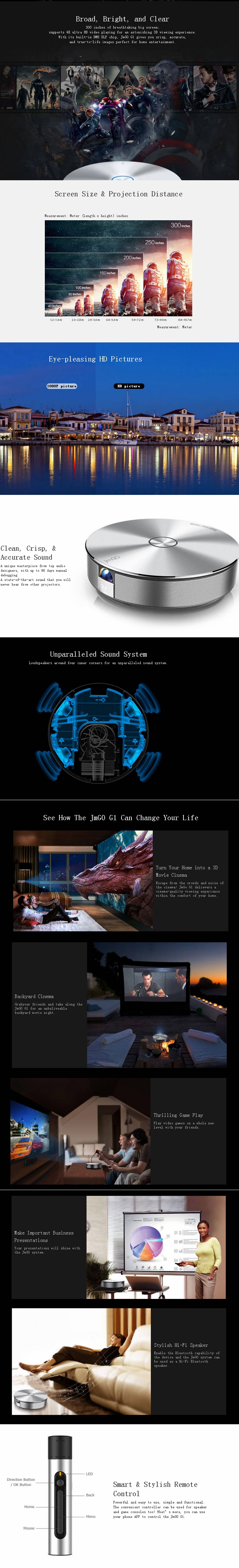 JmGo G1 1080P HD LED Smart Home Theater Projector