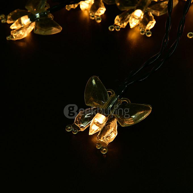 [Wholesale] 5pcs 4.8m 20 LED Butterfly Solar Fairy String Lights Waterproof Lights for Garden Patio Path Christmas Indoor - Warm Color