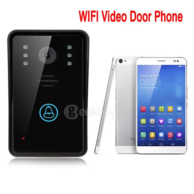 SYWIFI002 WiFi Wireless Video Door Phone Intercom IR Night Vision Home Security System Visual Door Ring(US Plug) - Black