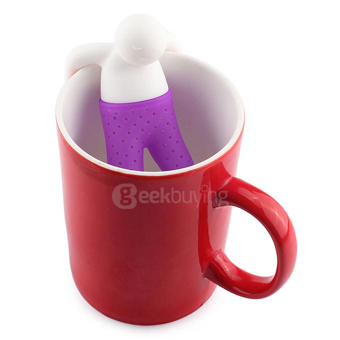 Portable Creative Silicon Mr Tea Infuser Tea Bag Holder - Purple + White