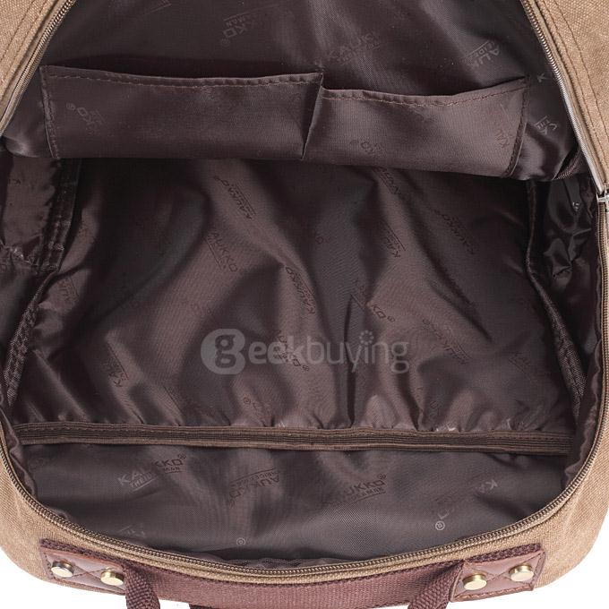 Kaukko FS261 Multi-pockets Computer Bag Personalized Canvas Bag Men Backpack - Khaki
